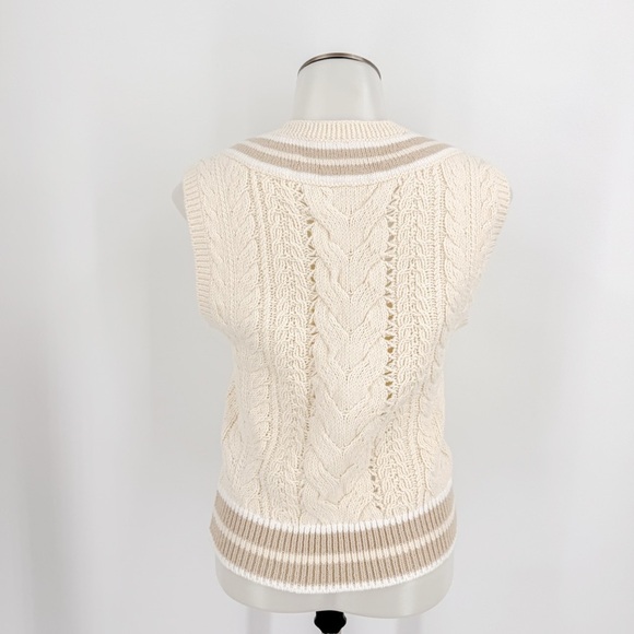rag & bone V-Neck Sweater in Cream and Tan - Picture 4 of 5